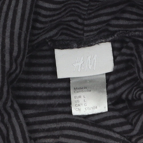 H&M Women's Black Striped Roll Neck Long Sleeve Jersey Top Size 14