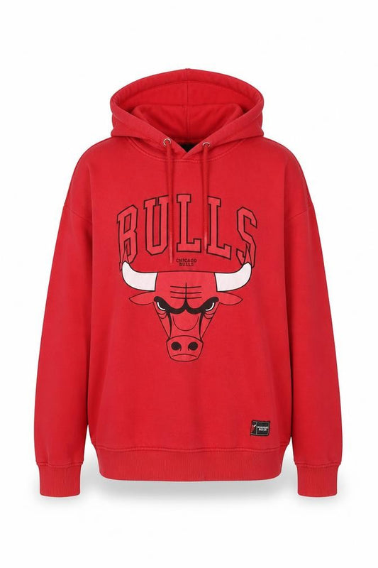 Front view of NBA Chicago Bulls Red Hoodie Women's XS Pullover Graphic Print