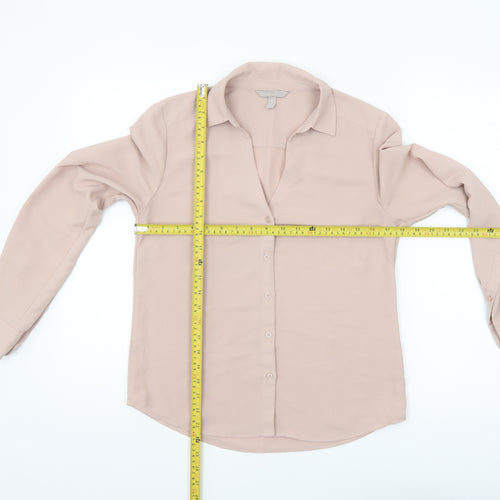 H&M Womens Beige Long Sleeve Button-Up Blouse UK 8 Classic Style