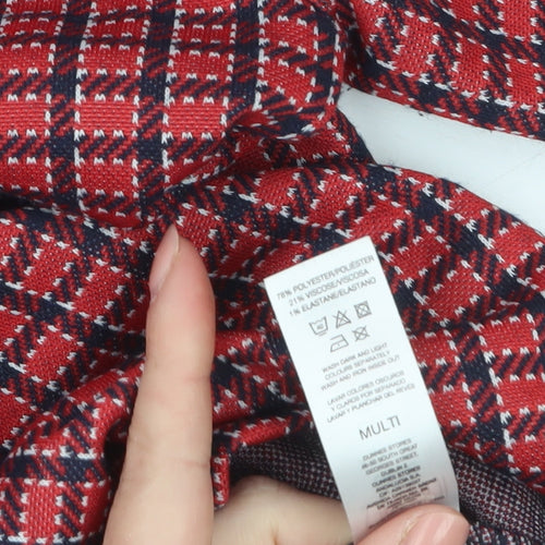 Savida Womens Red Check Ruffle Long Sleeve Blouse Size 8