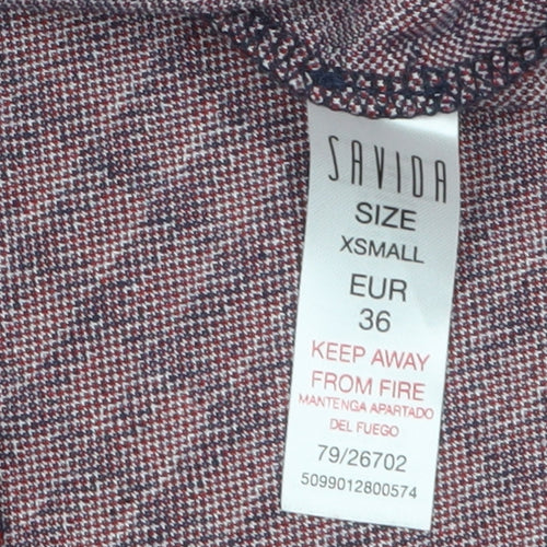 Savida Womens Red Check Ruffle Long Sleeve Blouse Size 8