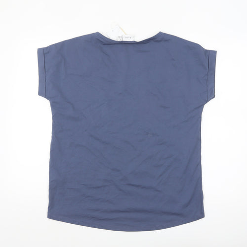Vila Women's Blue Basic Crew Neck Short Sleeve T-Shirt Size 14