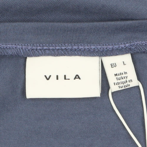 Vila Women's Blue Basic Crew Neck Short Sleeve T-Shirt Size 14