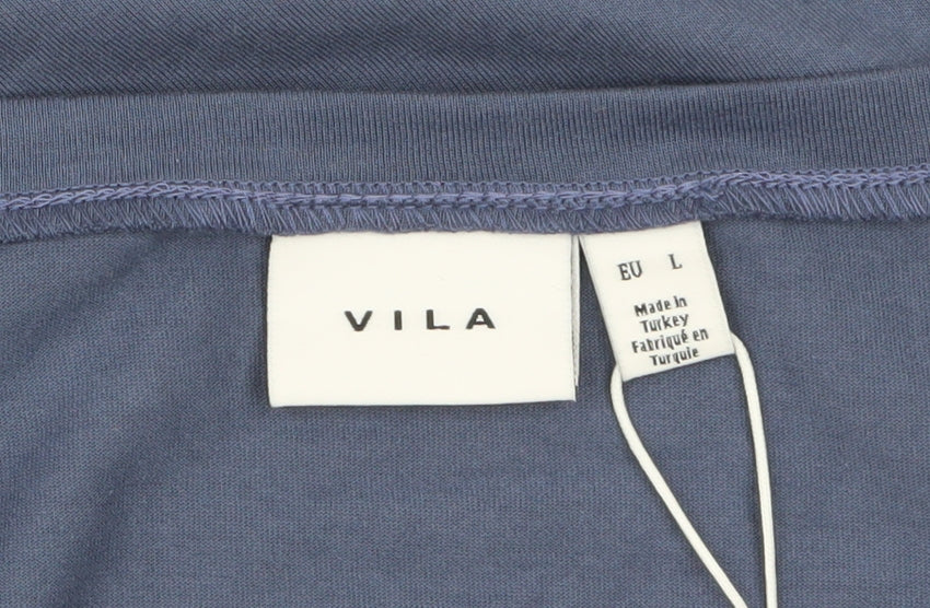 Vila Women's Blue Basic Crew Neck Short Sleeve T-Shirt Size 14