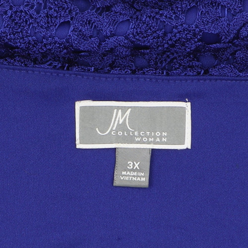 JM Collection Women's Blue Lace 3/4 Sleeve Tunic Blouse Size 22