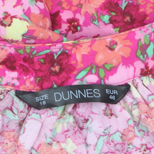 Dunnes Women's Multicoloured Floral Viscose Tunic Blouse Size 18