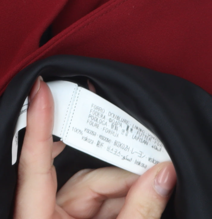 Zara Women Red Polyester Belted Waistcoat Size 16