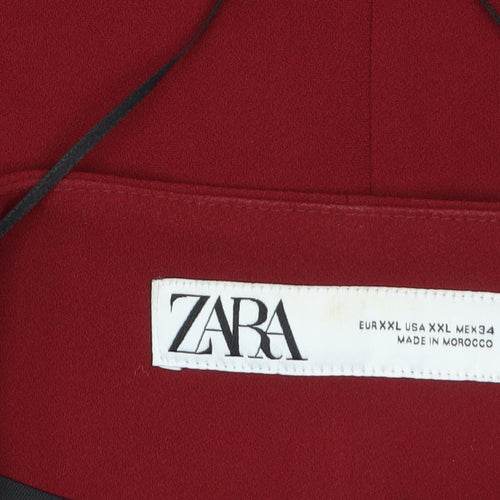 Zara Women Red Polyester Belted Waistcoat Size 16