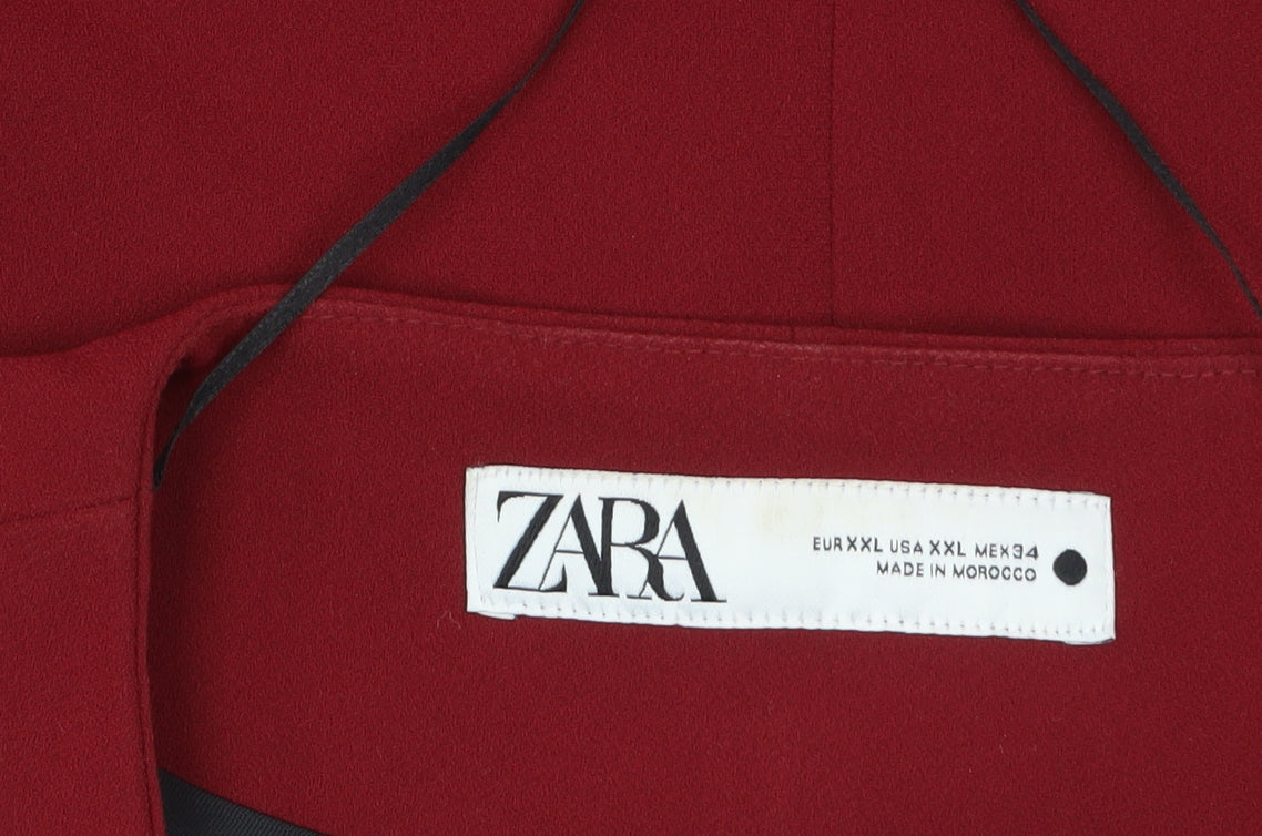 Zara Women Red Polyester Belted Waistcoat Size 16