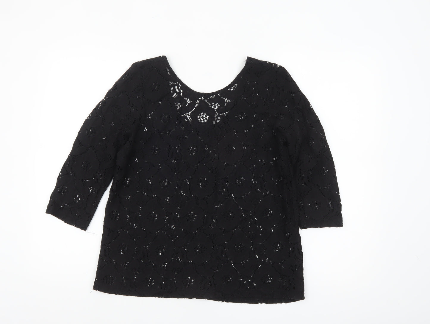 H&M Women’s Black Lace 3/4 Sleeve Blouse Size S