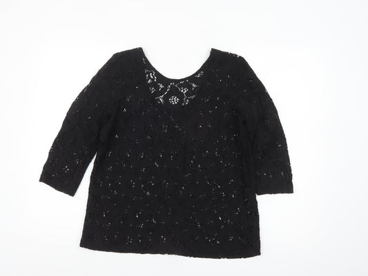 H&M Women’s Black Lace 3/4 Sleeve Blouse Size S