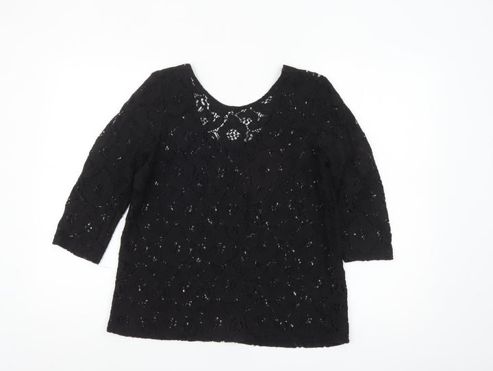 H&M Women’s Black Lace 3/4 Sleeve Blouse Size S