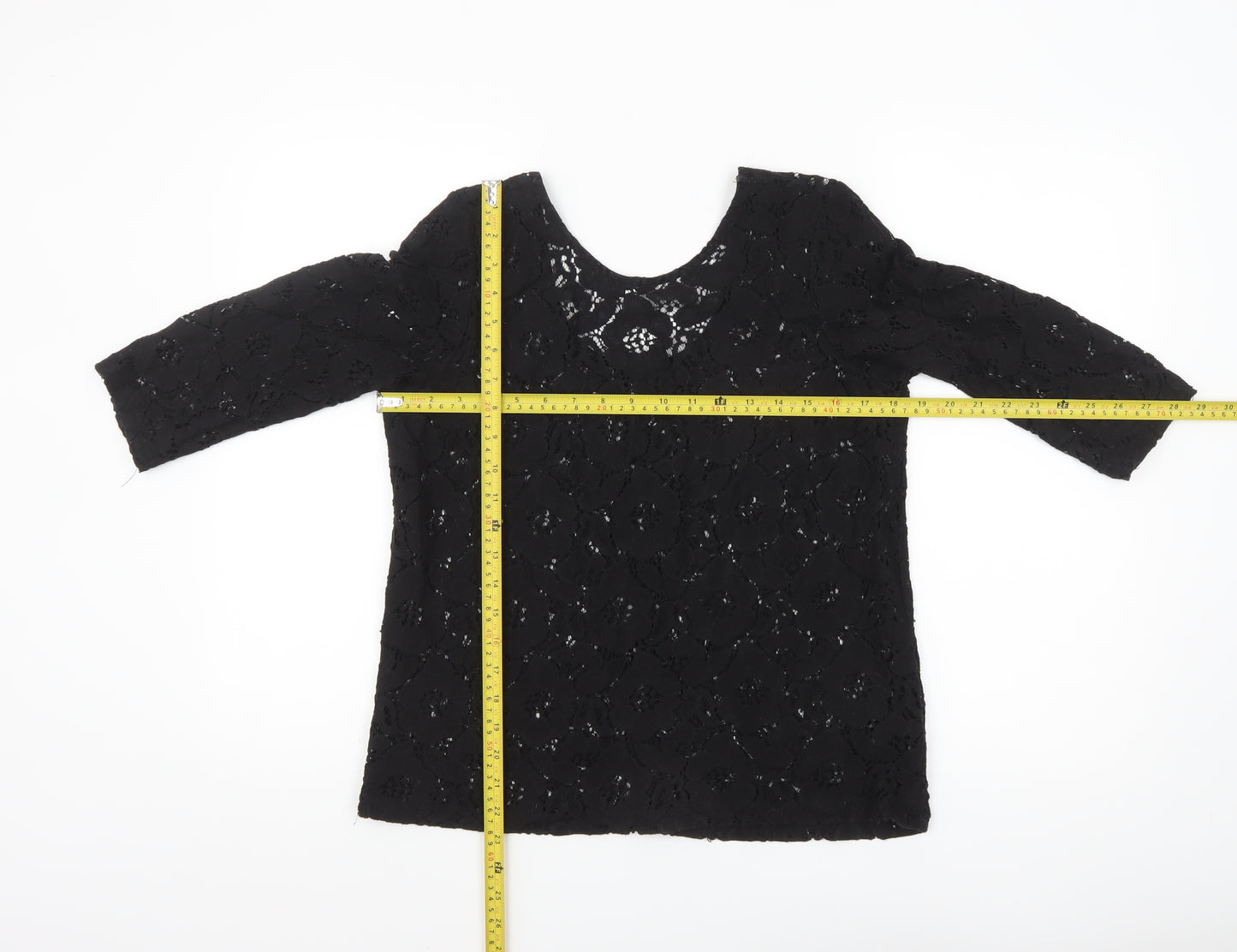 H&M Women’s Black Lace 3/4 Sleeve Blouse Size S