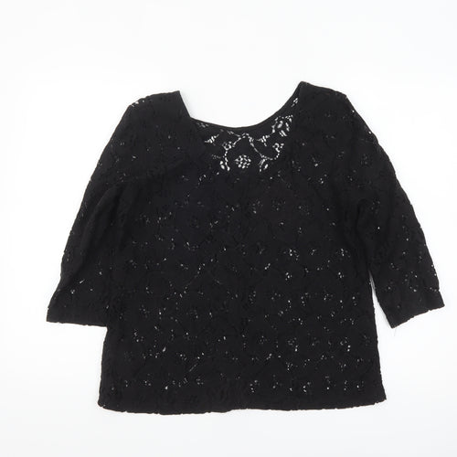 H&M Women’s Black Lace 3/4 Sleeve Blouse Size S