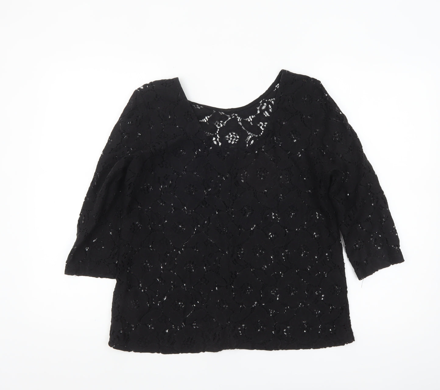 H&M Women’s Black Lace 3/4 Sleeve Blouse Size S
