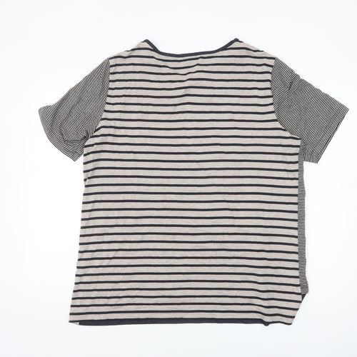 Gerry Weber Women Blue Striped Motorcycle Print T-Shirt Size 18
