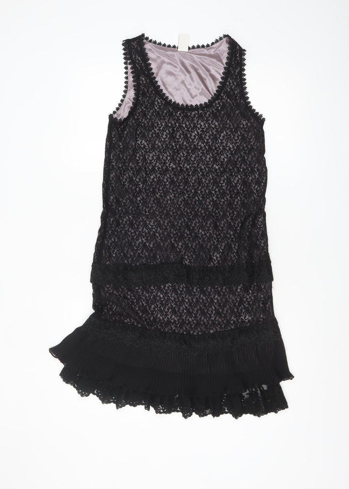 Vila Women’s Black Lace Shift Party Dress Size S Sleeveless
