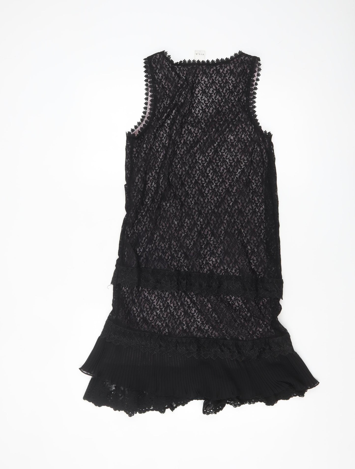 Vila Women’s Black Lace Shift Party Dress Size S Sleeveless