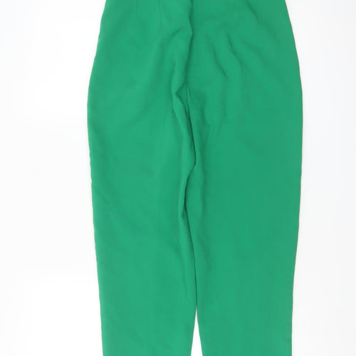 Zara Women Green High Waist Tapered Stretch Trousers Size S