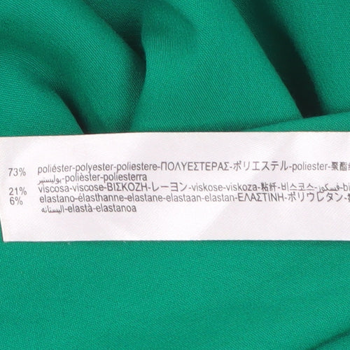 Zara Women Green High Waist Tapered Stretch Trousers Size S