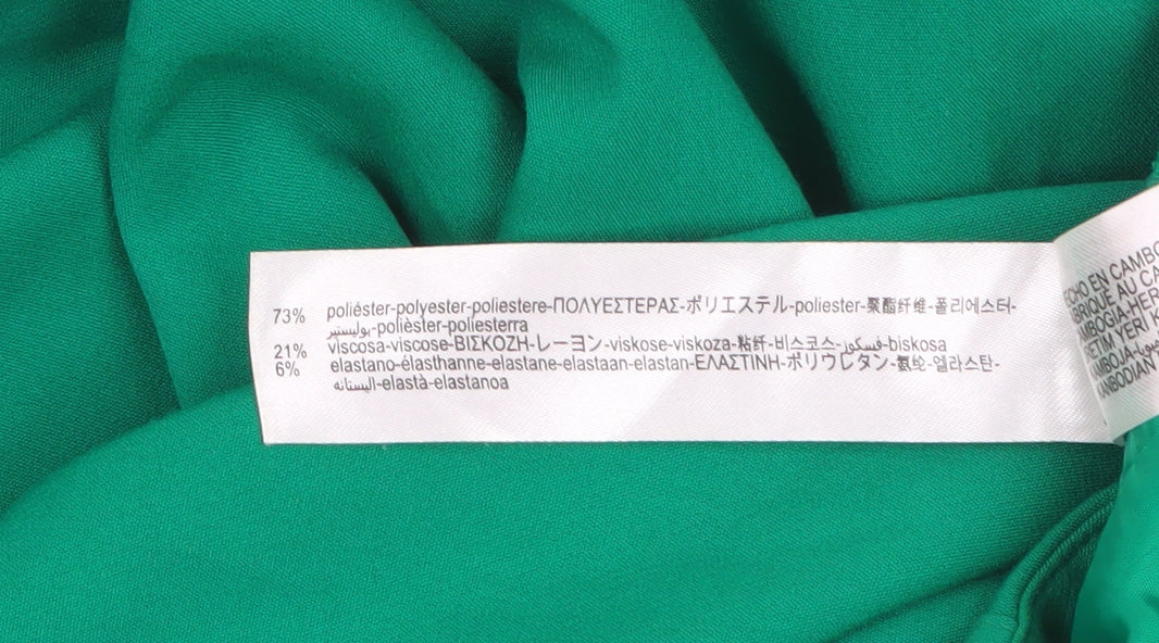 Zara Women Green High Waist Tapered Stretch Trousers Size S