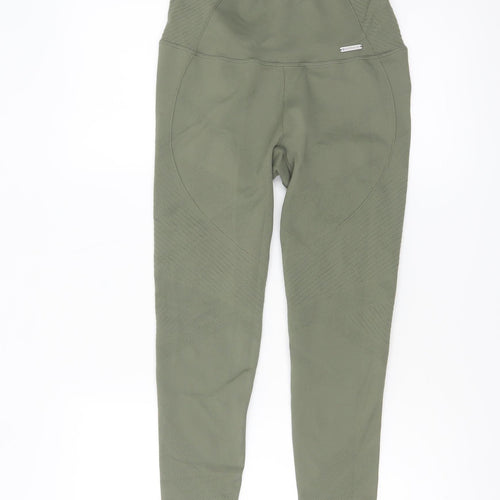 Powercut Women Khaki Seamless Leggings Size 10-12 Stretch Fit Activewear