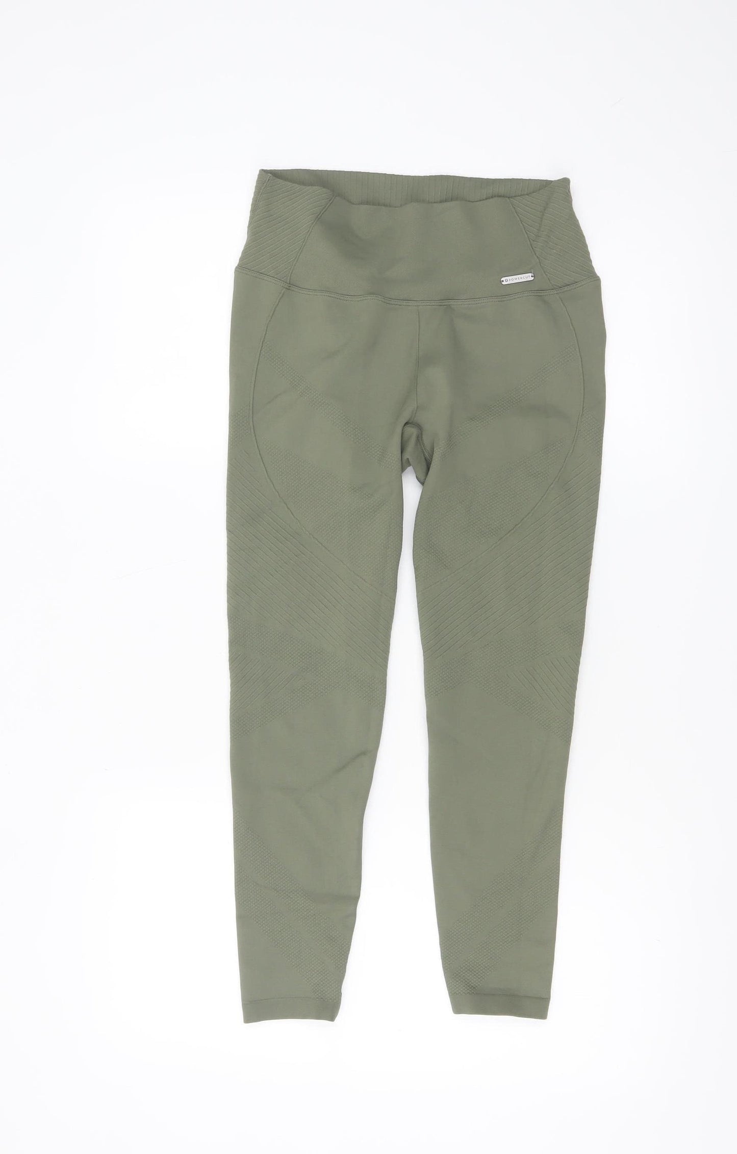 Powercut Women Khaki Seamless Leggings Size 10-12 Stretch Fit Activewear