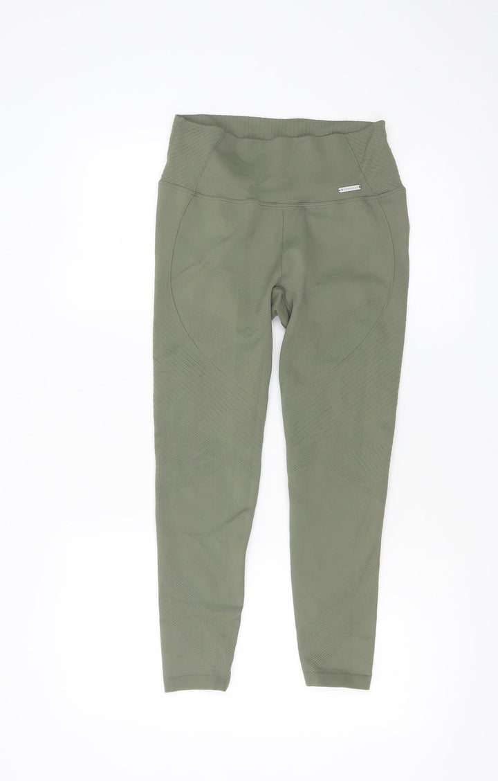 Powercut Women Khaki Seamless Leggings Size 10-12 Stretch Fit Activewear
