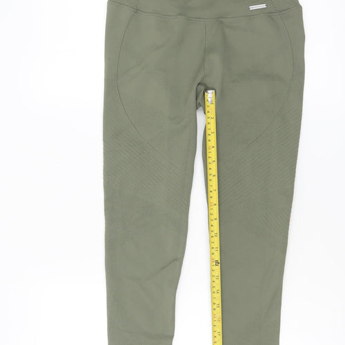 Powercut Women Khaki Seamless Leggings Size 10-12 Stretch Fit Activewear