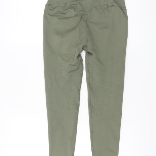 Powercut Women Khaki Seamless Leggings Size 10-12 Stretch Fit Activewear