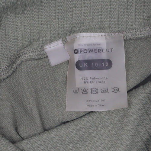 Powercut Women Khaki Seamless Leggings Size 10-12 Stretch Fit Activewear