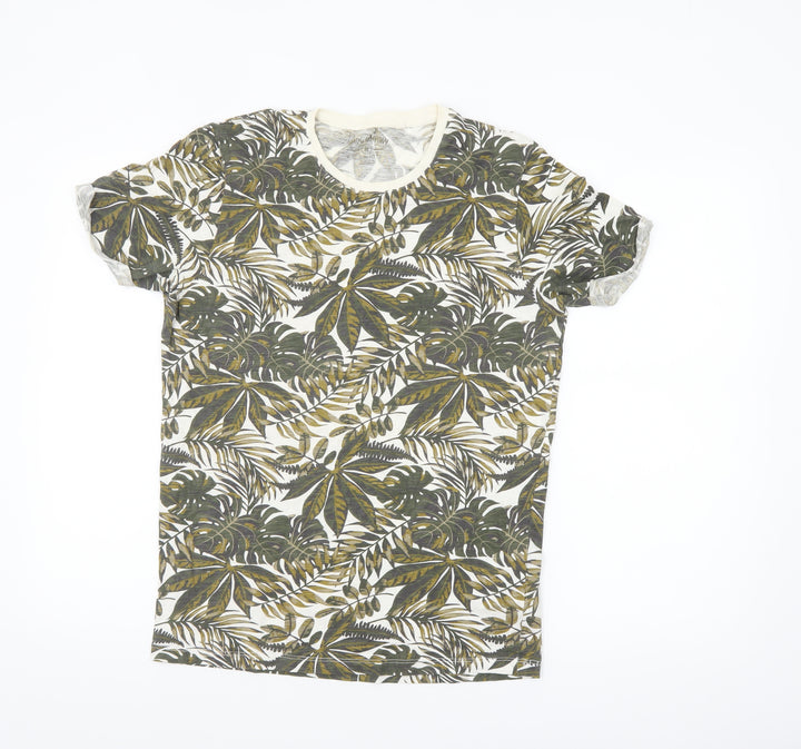 SMOG Men's Multicoloured Tropical Print Slim Fit T-Shirt Size M