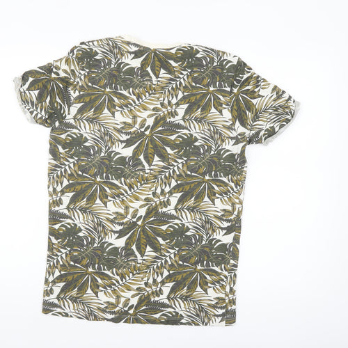 SMOG Men's Multicoloured Tropical Print Slim Fit T-Shirt Size M