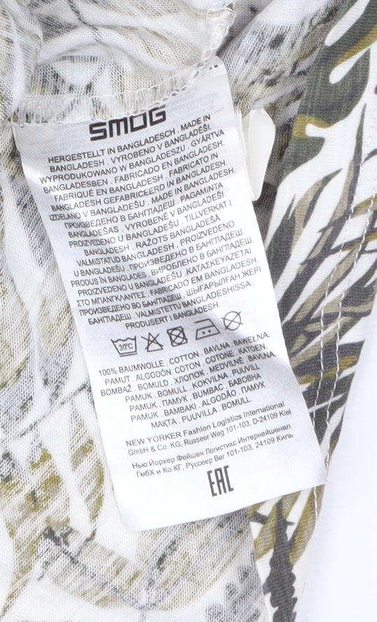 SMOG Men's Multicoloured Tropical Print Slim Fit T-Shirt Size M