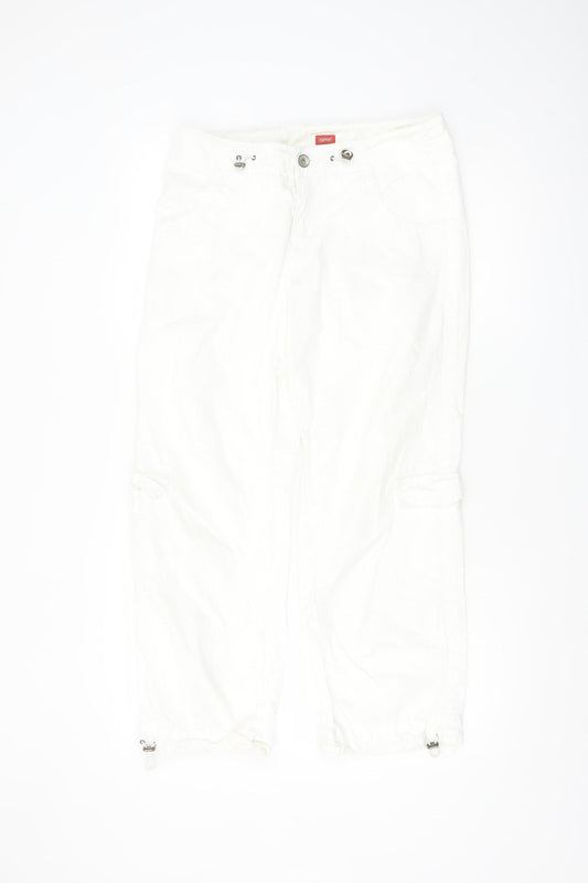 Esprit Women’s White Cargo Trousers Size 12 Cotton Lightweight