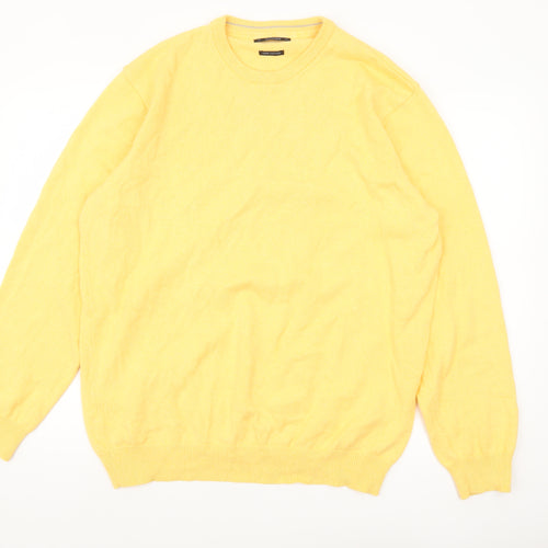 Dunnes Men's Yellow Cotton Crew Neck Pullover Jumper XL