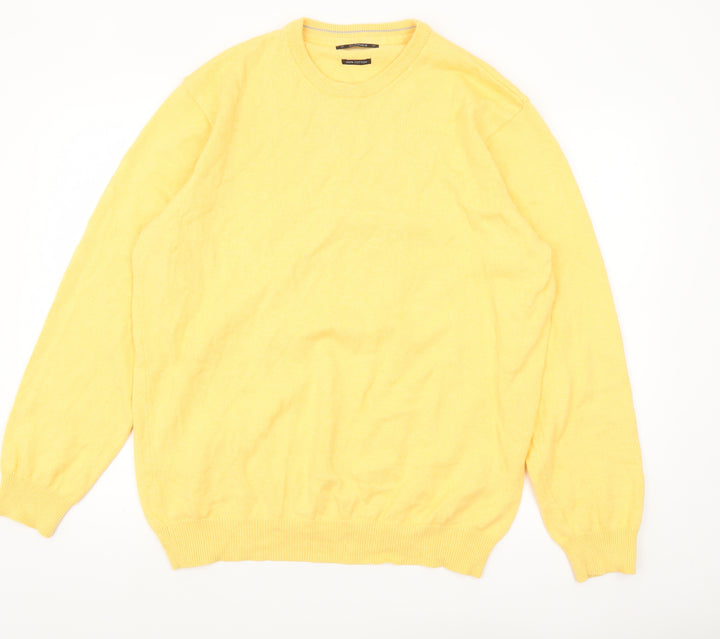 Dunnes Men's Yellow Cotton Crew Neck Pullover Jumper XL