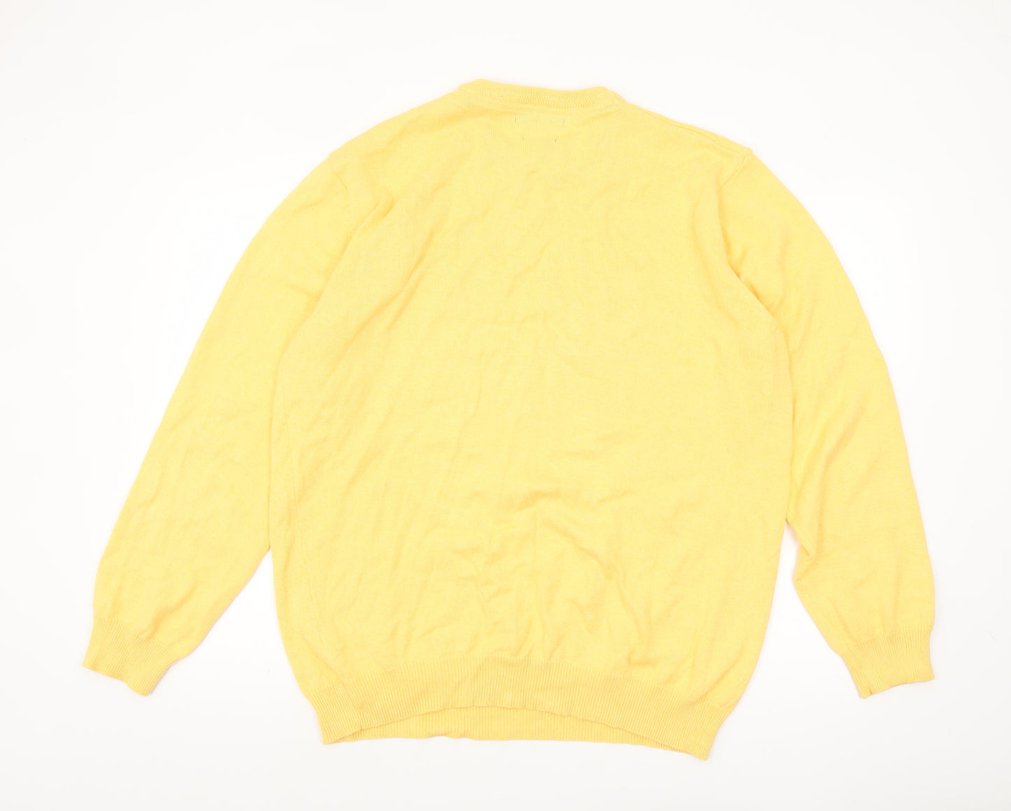 Dunnes Men's Yellow Cotton Crew Neck Pullover Jumper XL