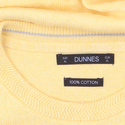 Dunnes Men's Yellow Cotton Crew Neck Pullover Jumper XL