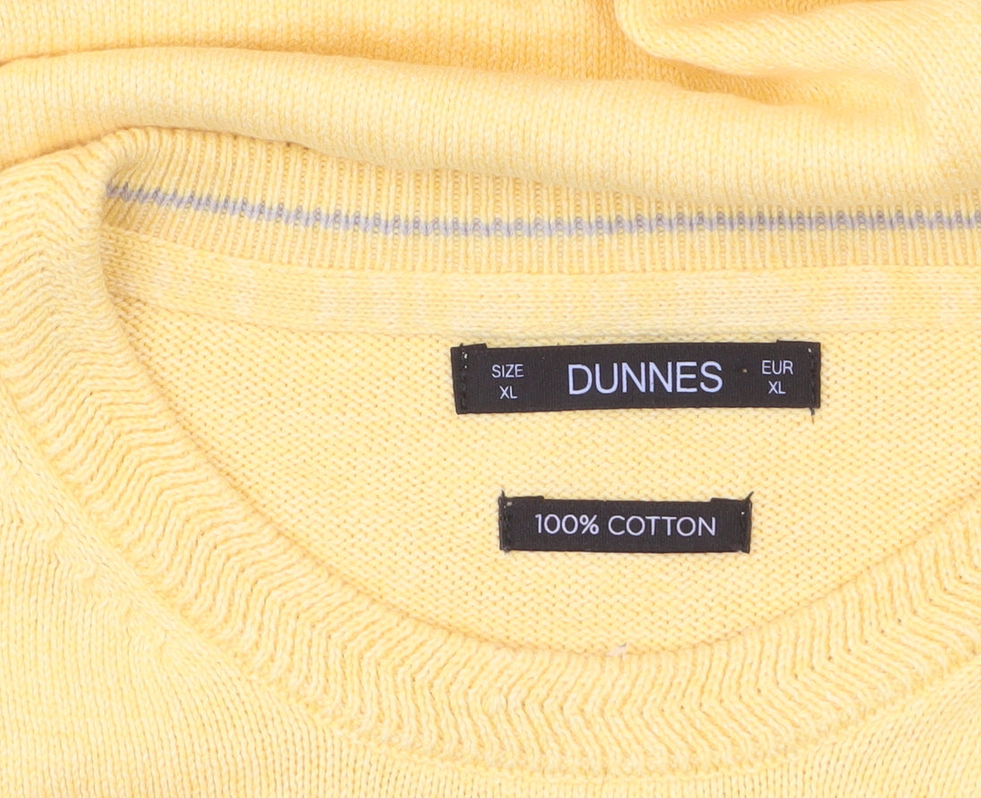 Dunnes Men's Yellow Cotton Crew Neck Pullover Jumper XL