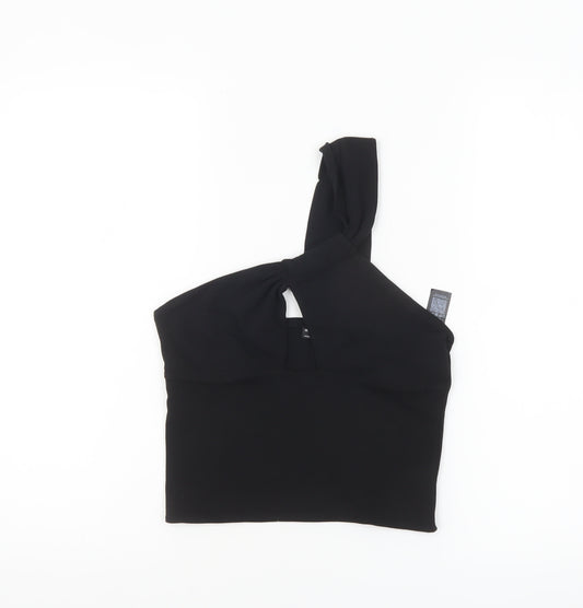 ASOS DESIGN Women's Black One Shoulder Cropped Tank Top Size 10