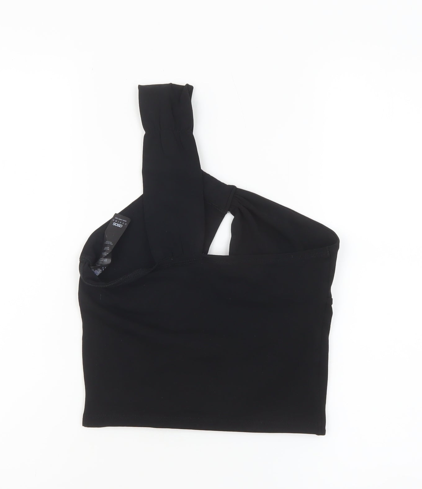 ASOS DESIGN Women's Black One Shoulder Cropped Tank Top Size 10