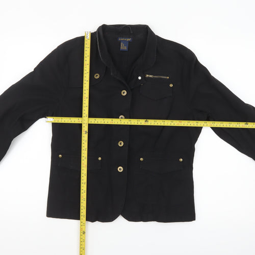 E-col-o-gie Women's Black Cotton Military Jacket Size 14
