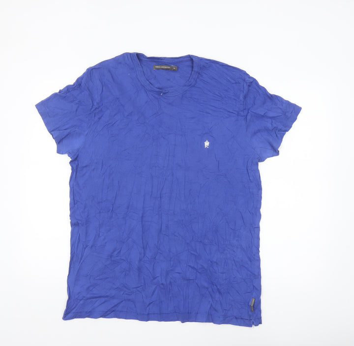French Connection Men's Blue Cotton Crew Neck T-Shirt XL