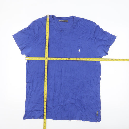 French Connection Men's Blue Cotton Crew Neck T-Shirt XL