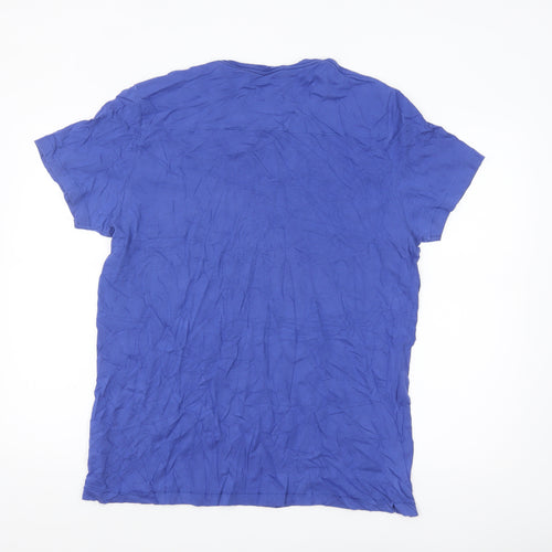 French Connection Men's Blue Cotton Crew Neck T-Shirt XL