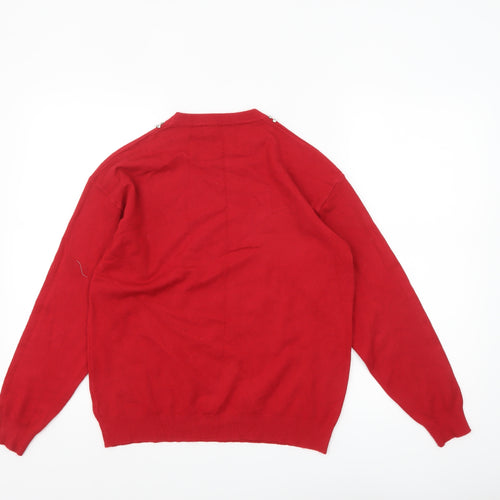 Lola Ruiz Womens Red Jewel Crew Neck Long Sleeve Jumper M/L