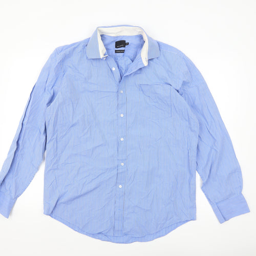 Bäumler Men's Blue Check Luxury Cotton Long Sleeve Button-Up Shirt 16.5