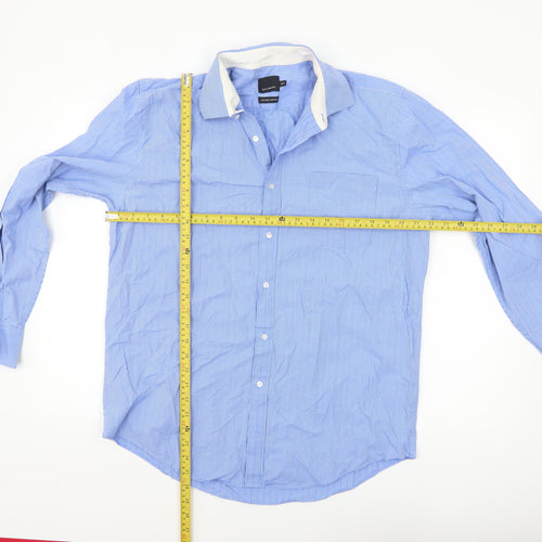 Bäumler Men's Blue Check Luxury Cotton Long Sleeve Button-Up Shirt 16.5