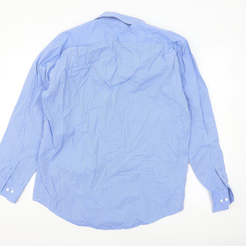 Bäumler Men's Blue Check Luxury Cotton Long Sleeve Button-Up Shirt 16.5